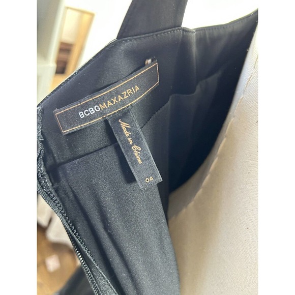 Women BCBG MAXAZRIA Rare Sexy Peplum Lace Up Black Dress New $298 Size 4 - Picture 6 of 9